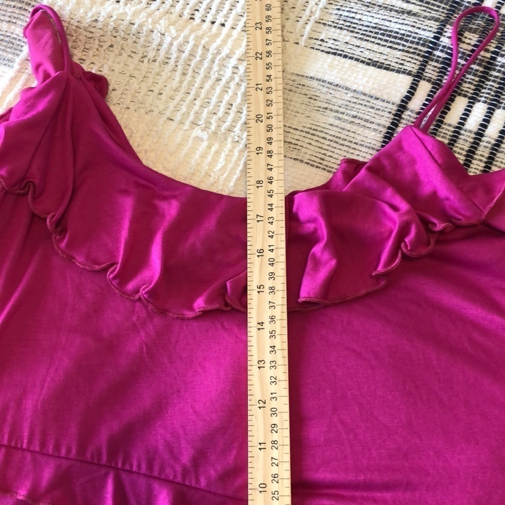 Anthropologie Womens Asymmetrical ruffle cami Sz M Pink Tank Top Feminine Girly - Picture 8 of 8